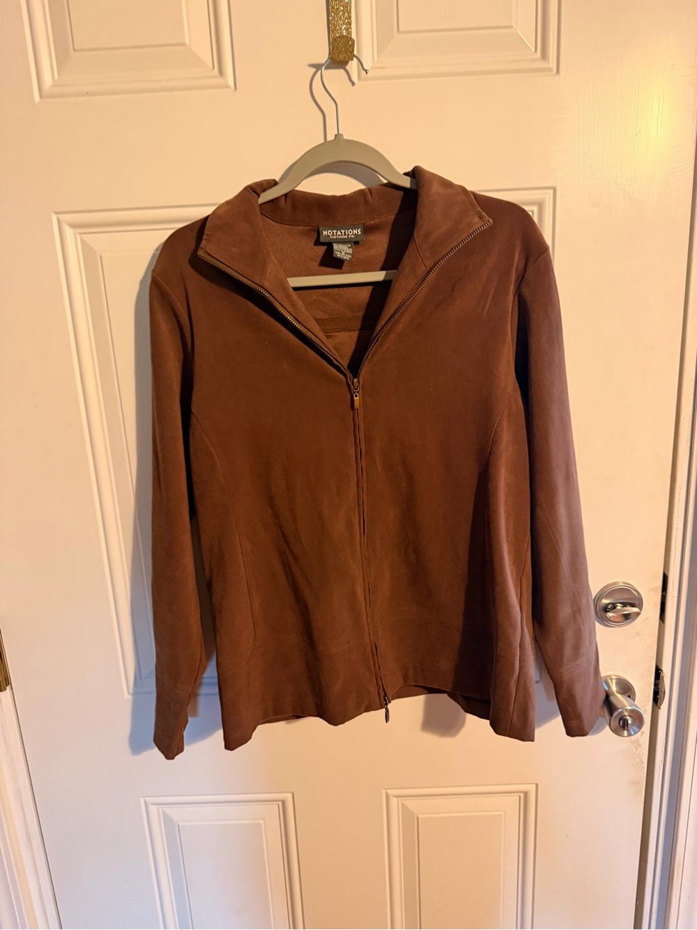 Notations Brown Full-Zip Suede-Look Jacket